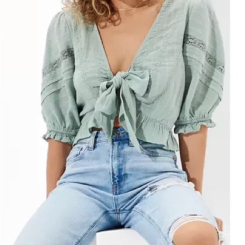 American Eagle Tie-Front Top
